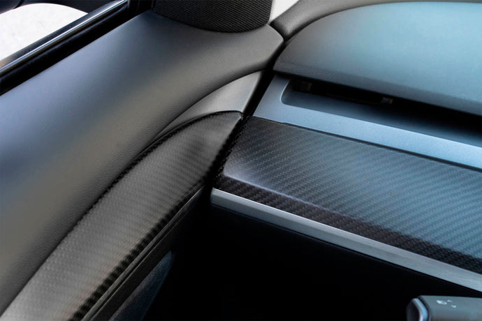 tesla carbon fiber door panel upgrade
